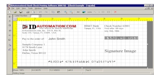 The IDAutomation.com Check Printing Software included with MICR font.